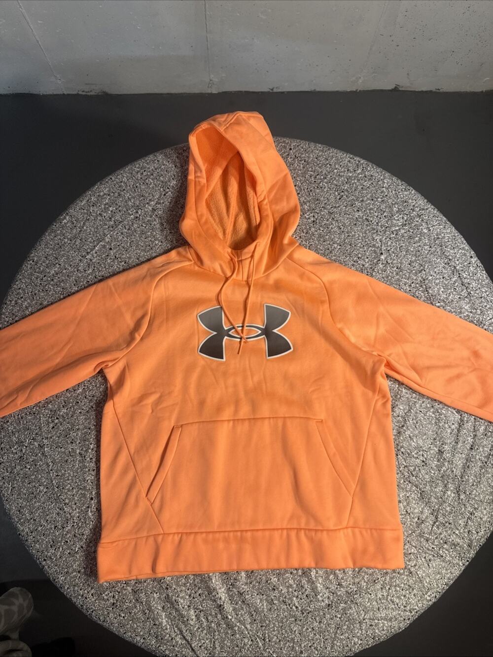 Under Armour Womens Adult LARGE Orange Logo Pullover Hoodie Ladies